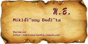 Miklóssy Beáta névjegykártya